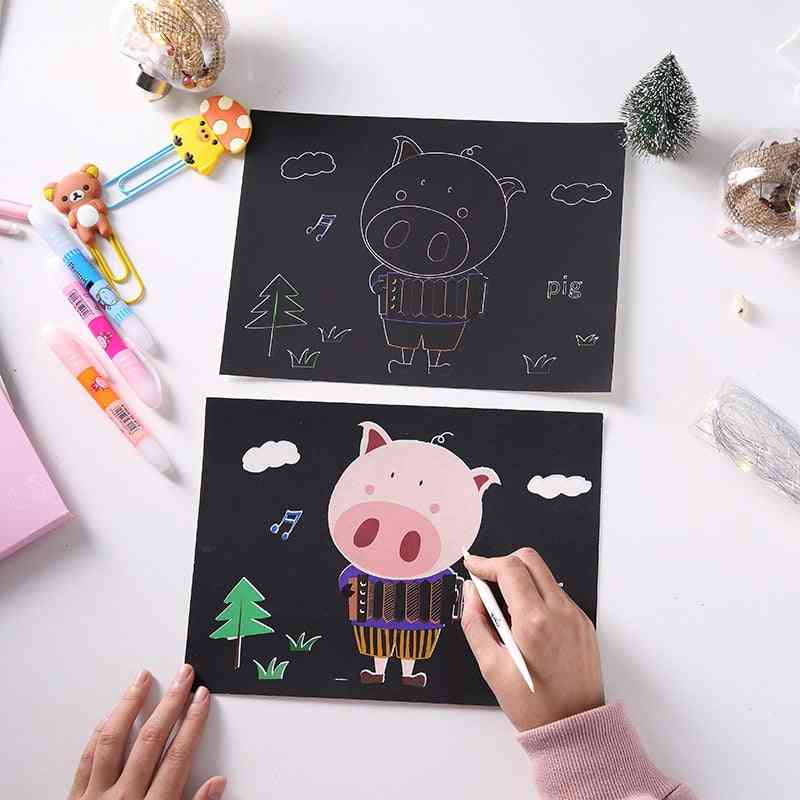 10 szt. Malowanie rysunków dla dzieci kreatywny dwustronny papier rysunkowy edukacyjne do rysowania zabawki dla dzieci z długopisem - zwierzę z długopisem