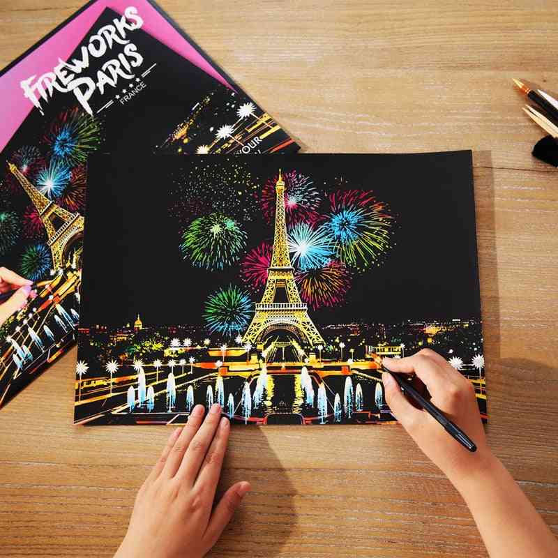 Magic Scratch Painting Paper With Drawing Stick - Educational Art Toy