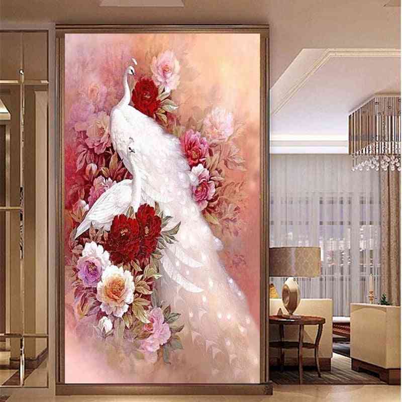 5d Full Diamond Painting -cross Stitch Peacock Peony Mosaic Making Diamond Embroidery Without Frame