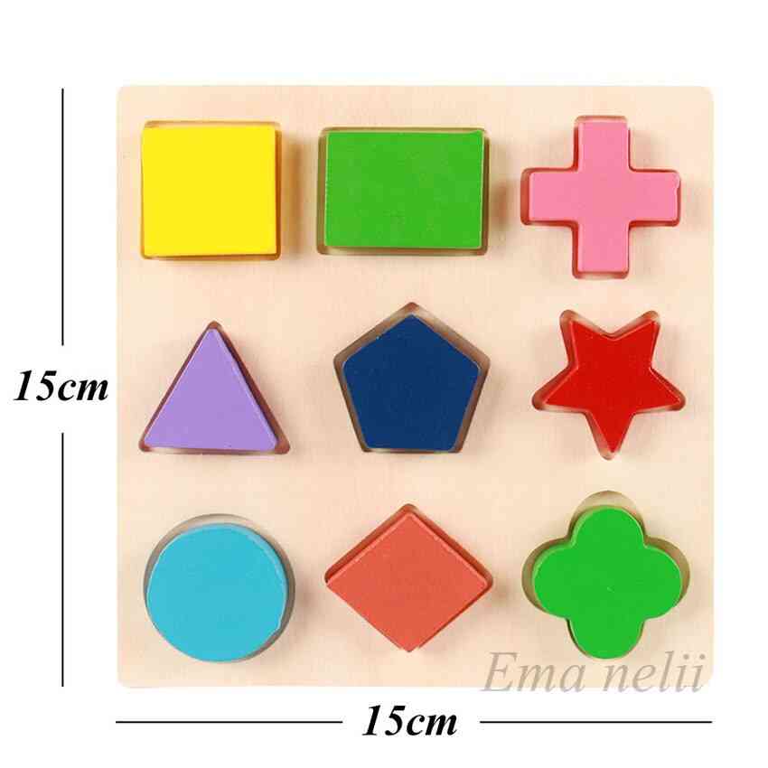 Försäljning geometrisk form och färgmatchning, trä 3d pussel baby montessori tidig pedagogisk lärande leksak för barn s-l02 - geometrisk form