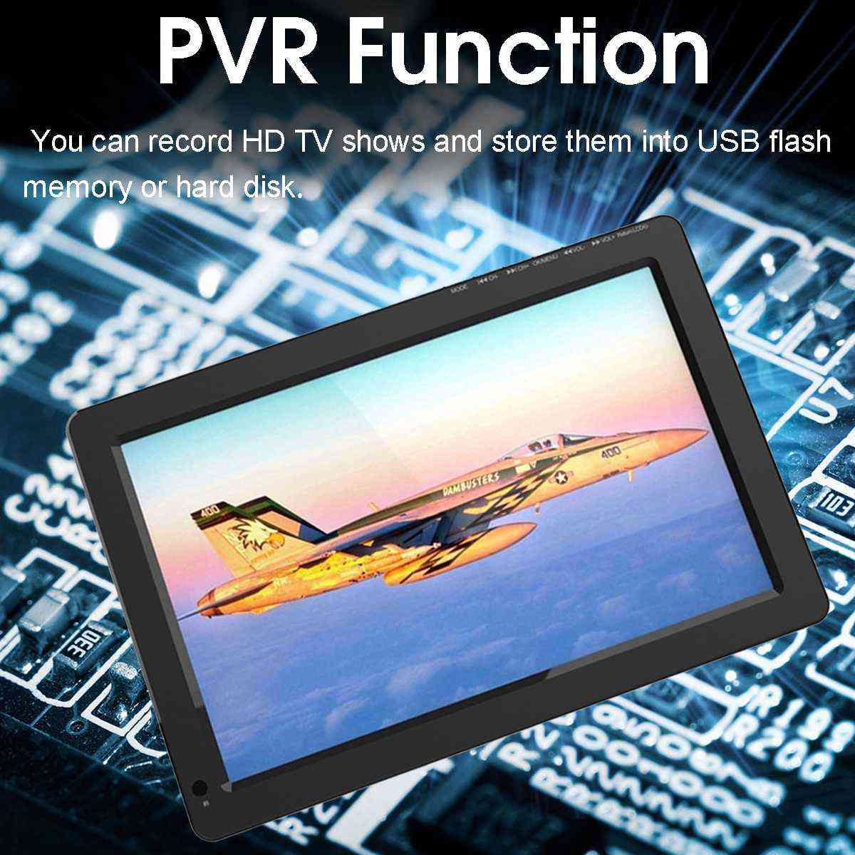12v 18w 12,1 inch portabil mini tv digital dvb-t / dvb-t2 tft led 1080p hd car tv support tf card usb