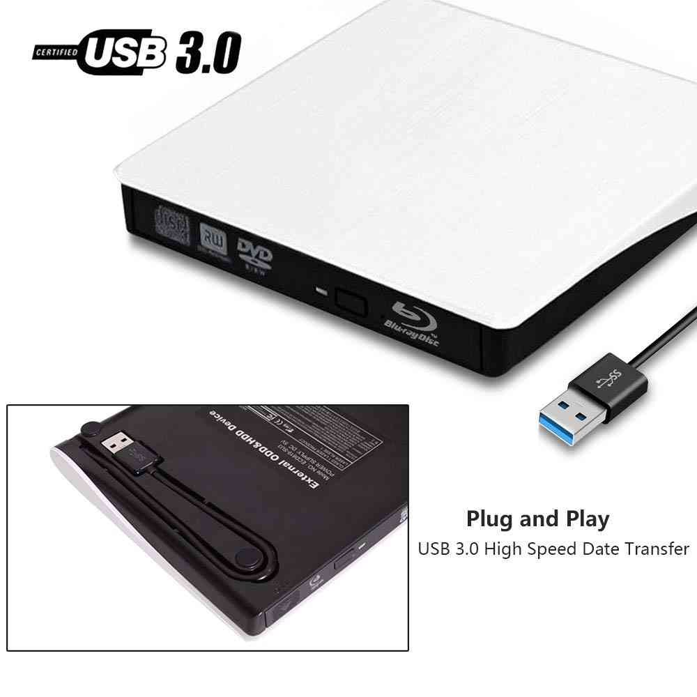 Usb 3.0 Drive Bd-rom Cd/dvd Rw Burner Writer Optical- External  Player For Computer
