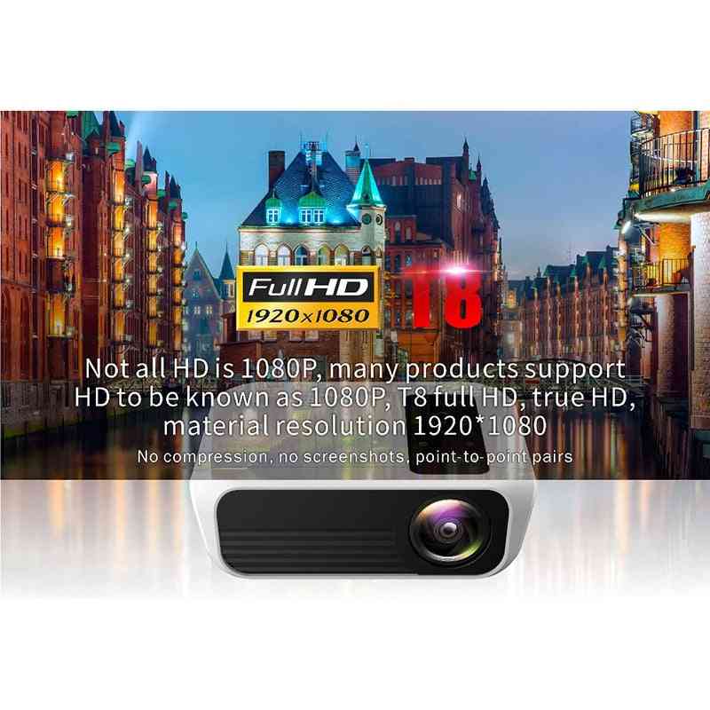 Full HD LED projektor Prenosná podpora Android 1080p -hdmi - 4k pre úžasné médiá domáceho kina