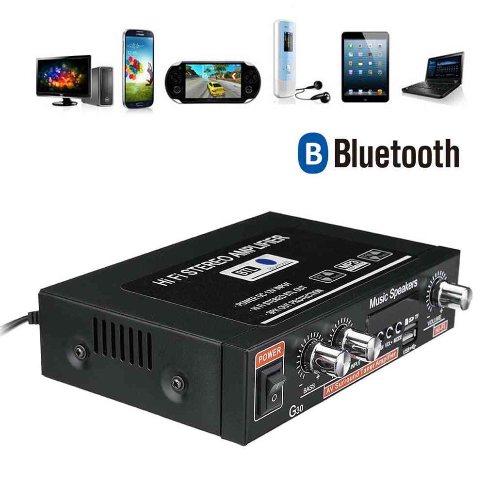 Universal   Hifi Bluetooth Car And  Audio Power Sound Amplifier +fm Radio Player Support Sd / Usb / Dvd / Mp3 With Remote Controller
