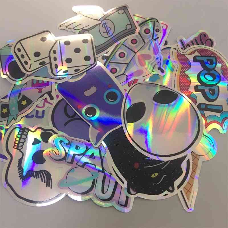 Cool Laser Star Stickers For Motorcycle - Notebook, Skateboard Colorful Skull Cross Dope Decal