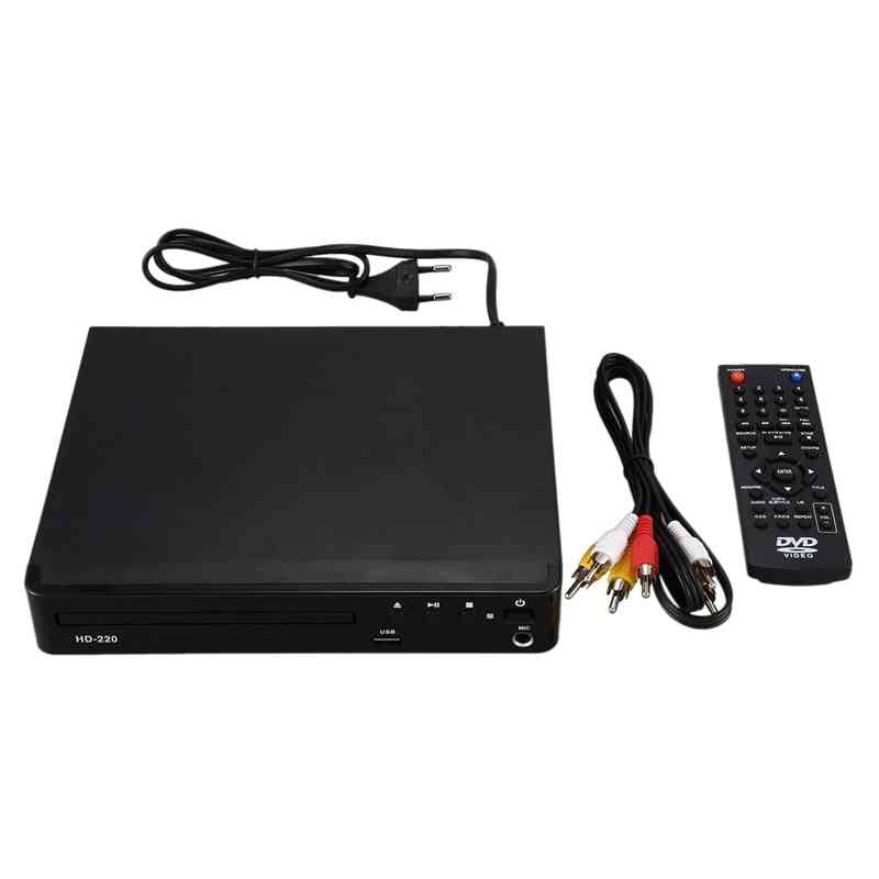 Mini usb hdmi dvd player vários idiomas osd divx dvd cd rw player com romote control- plug eu (preto) -