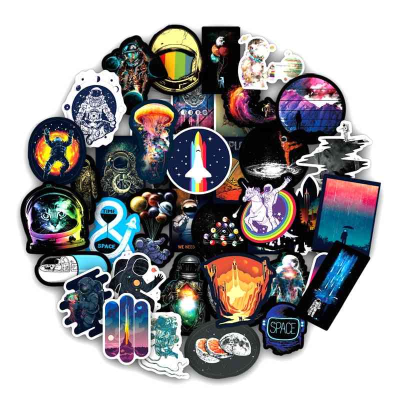 Outer Space Graffiti Stickers Astronaut For Luggage Motorcycle, Laptop, Refrigerator Waterproof Sticker