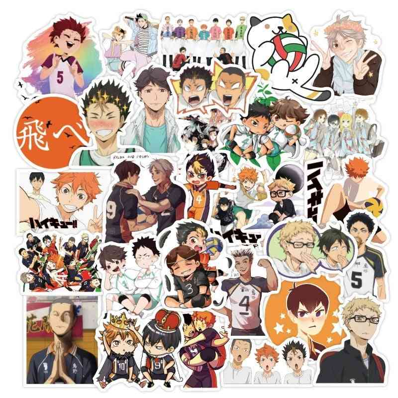 50 pezzi / set haikyuu- adesivi anime giapponesi sticker pallavolo per decalcomania su chitarra, valigia, laptop, telefono, frigo, moto auto - 10 pezzi haikyuu