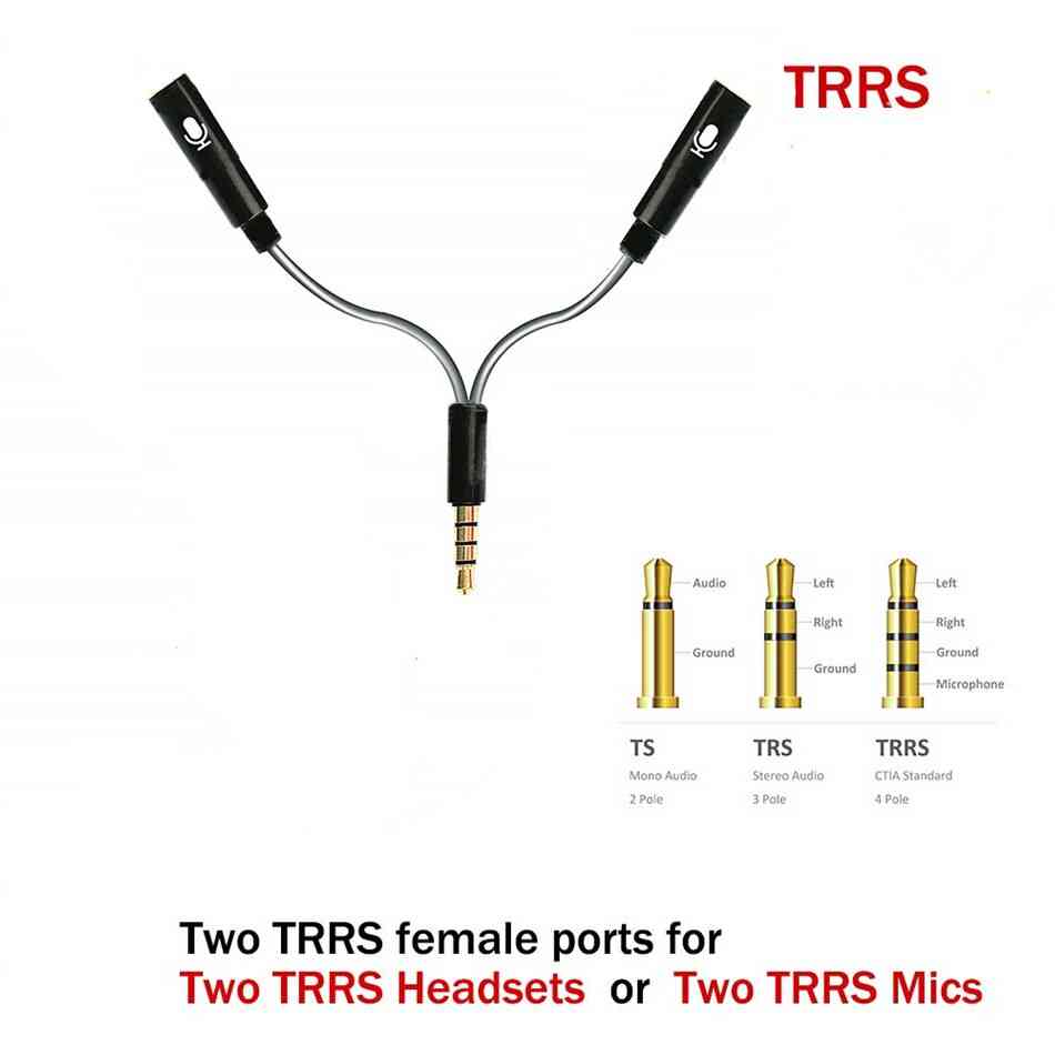 2 mikrofony v 1 kabelu, 4pólový konektor samec - duální samice