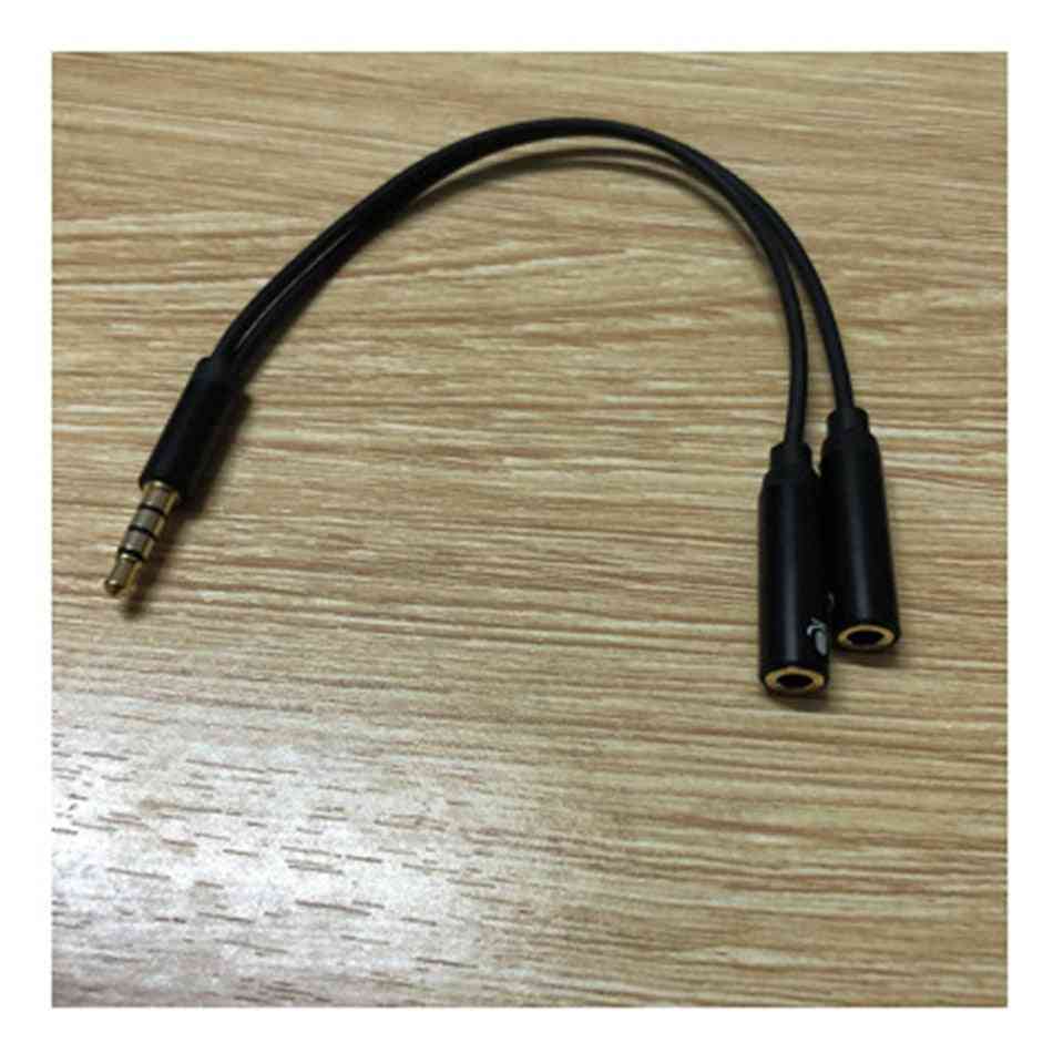 2 Microphones In 1 Cable, 4-pole Male To Dual Female Connector