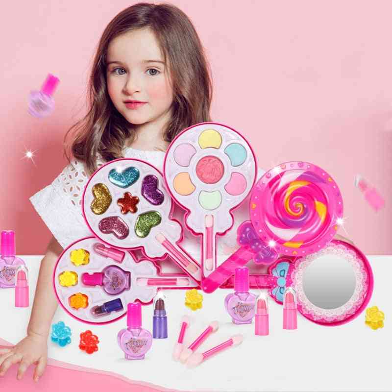 איפור סט קופסא איפור יופי רחיץ צעצועי מתנה לתינוק- איפור בנות נסיכותית בטוחה איפור לילדות יום הולדת מתיימר לשחק