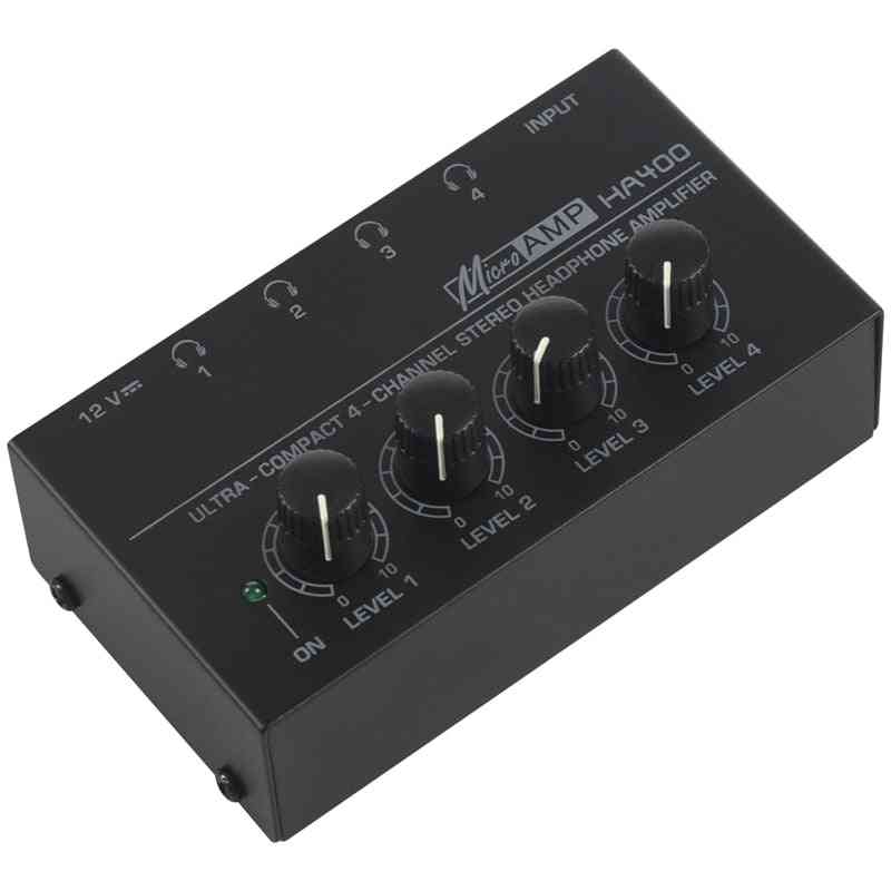 Ultra-compact, 4 Channels, Stereo Headphone Amplifier With Power Adapter