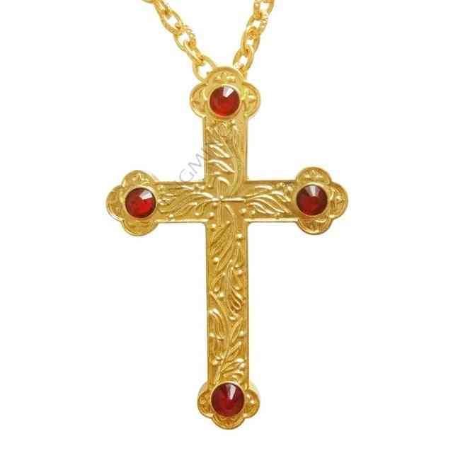 Cross Orthodox Jesus Pendants Gold Plated - Chain Necklace, Religious
