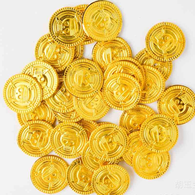 50pcs Simulation Pirates Gold Coins- Party Supplies Treasure Interactive Games