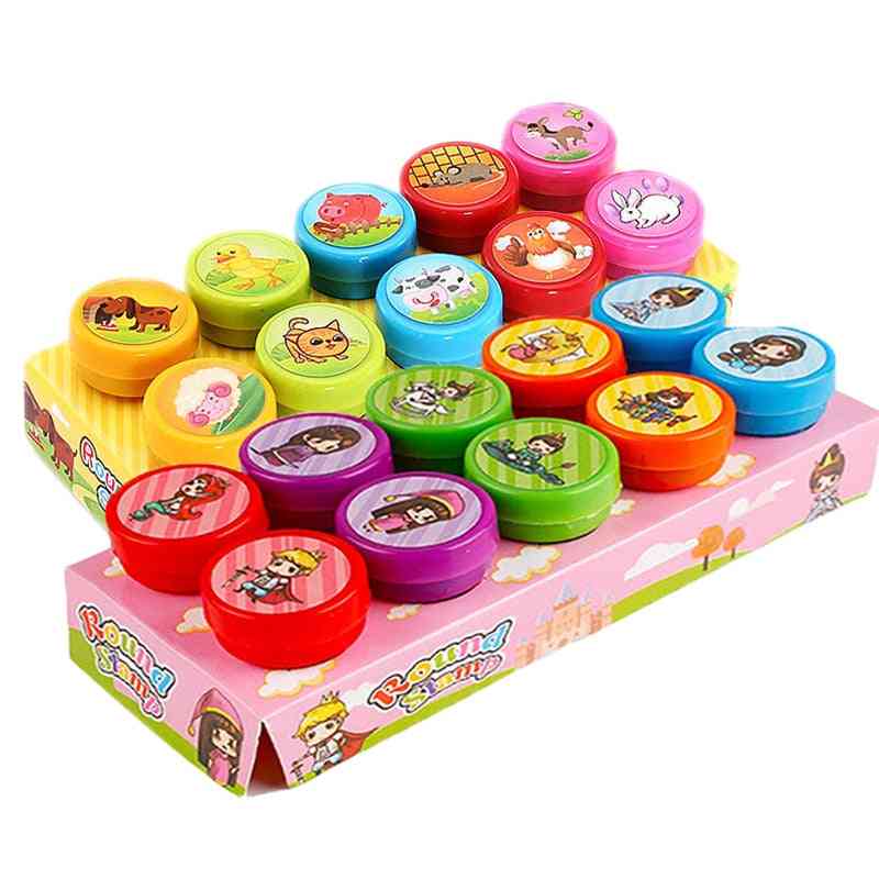 10 unids / set sellos de juguete para niños animales de dibujos animados frutas tráfico sonrisa niños para estampador de álbumes de recortes - a