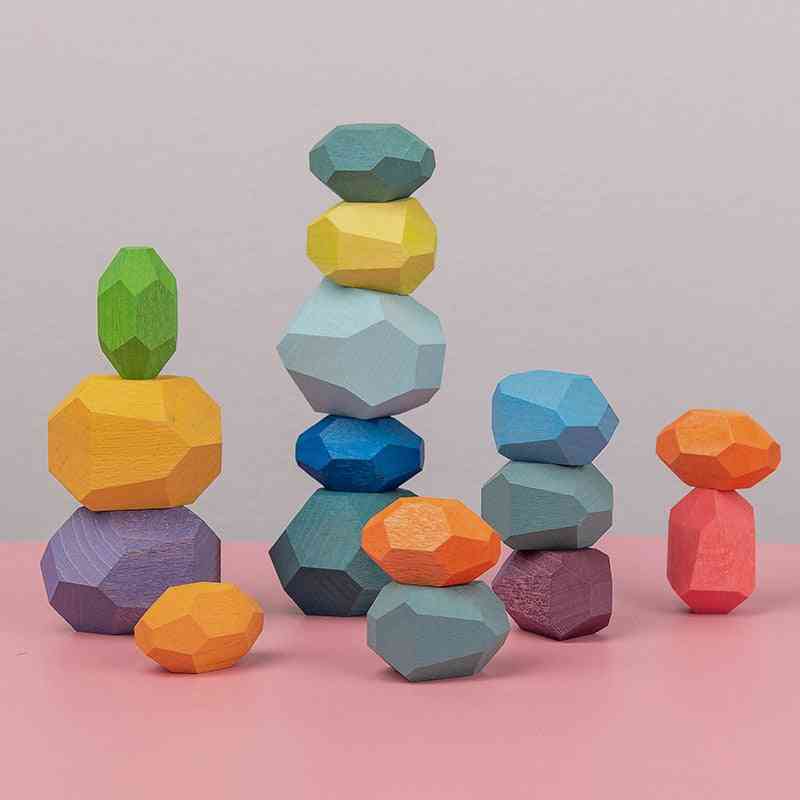Bloques apilables jenga de piedra de colores para niños - juguetes educativos creativos para niños - 11 piezas