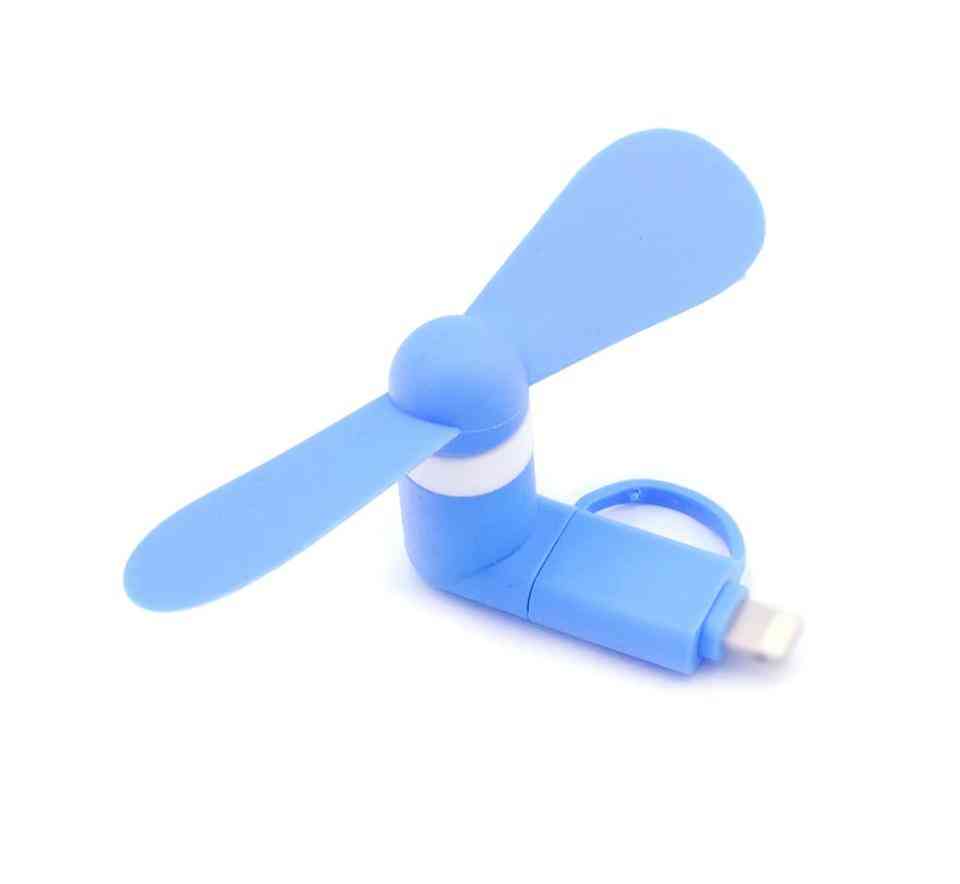 2 In 1 Portable Cell Phone Mini Fan Cooling Cooler For Micro Usb, Iphone 5 5s Se 6 6s Plus 8 Pin, Android Phones S6 S7