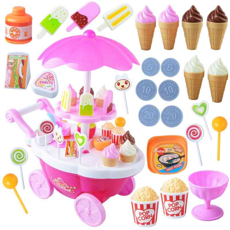 39 Pcs Simulation Small Carts House Game Ice Cream Shop Supermarket Barbecue 's- Playing Home Baby