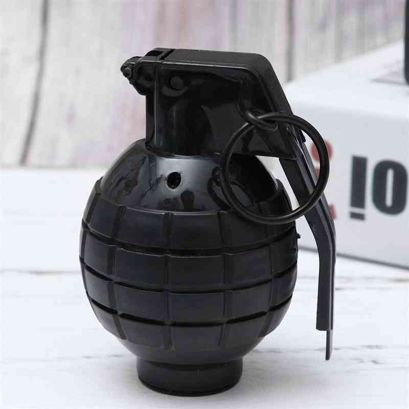 Granat rekvisitter med skinnende lys trick legetøj - virtuelle lydeffekter hånd granat rekvisitter militær model leverer intet batteri sort -