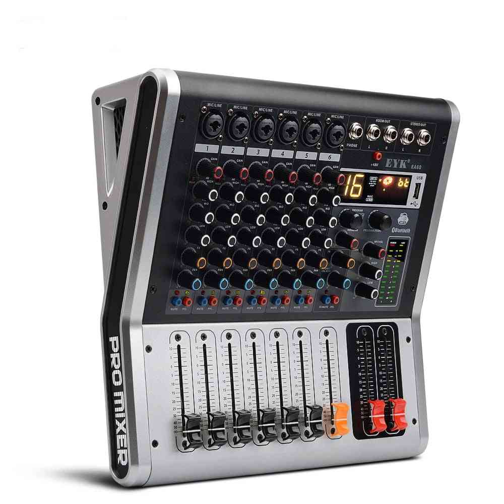 Channels Mixing Console With Mute And Pfl Switch Bluetooth Record 3 Band 16 Dsp Usb Audio Mixer