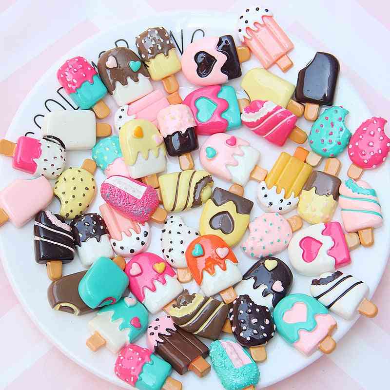 30pcs Candy Color Ice Cream Supplies Charm Resin Slime- Accessories Phone Case Decoration Handmade Craft Ornament (30pcs)