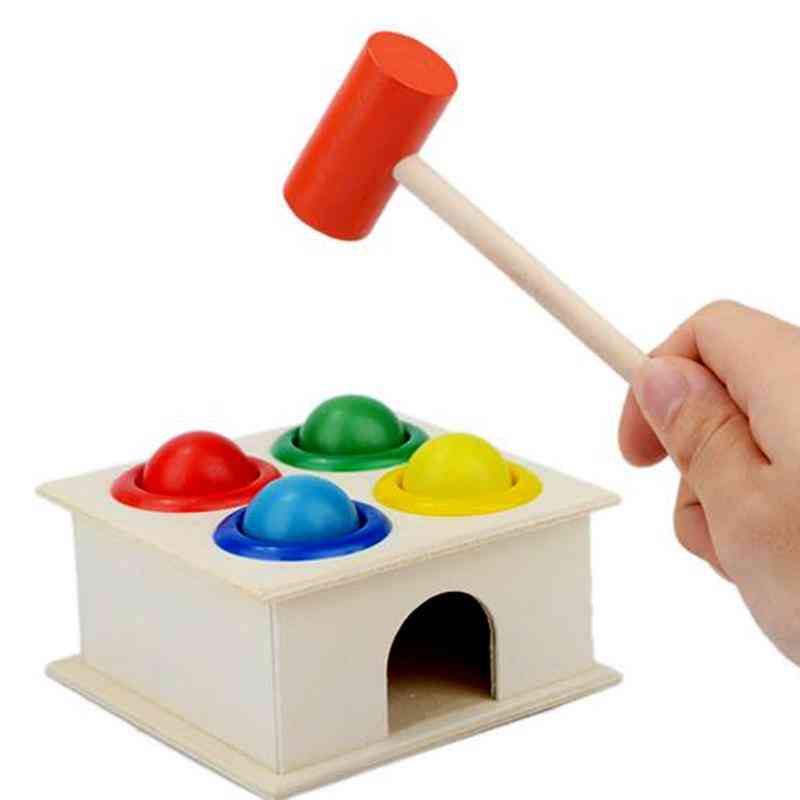 Wooden Ball Hammer Box-children Fun Playing Hamster Toy