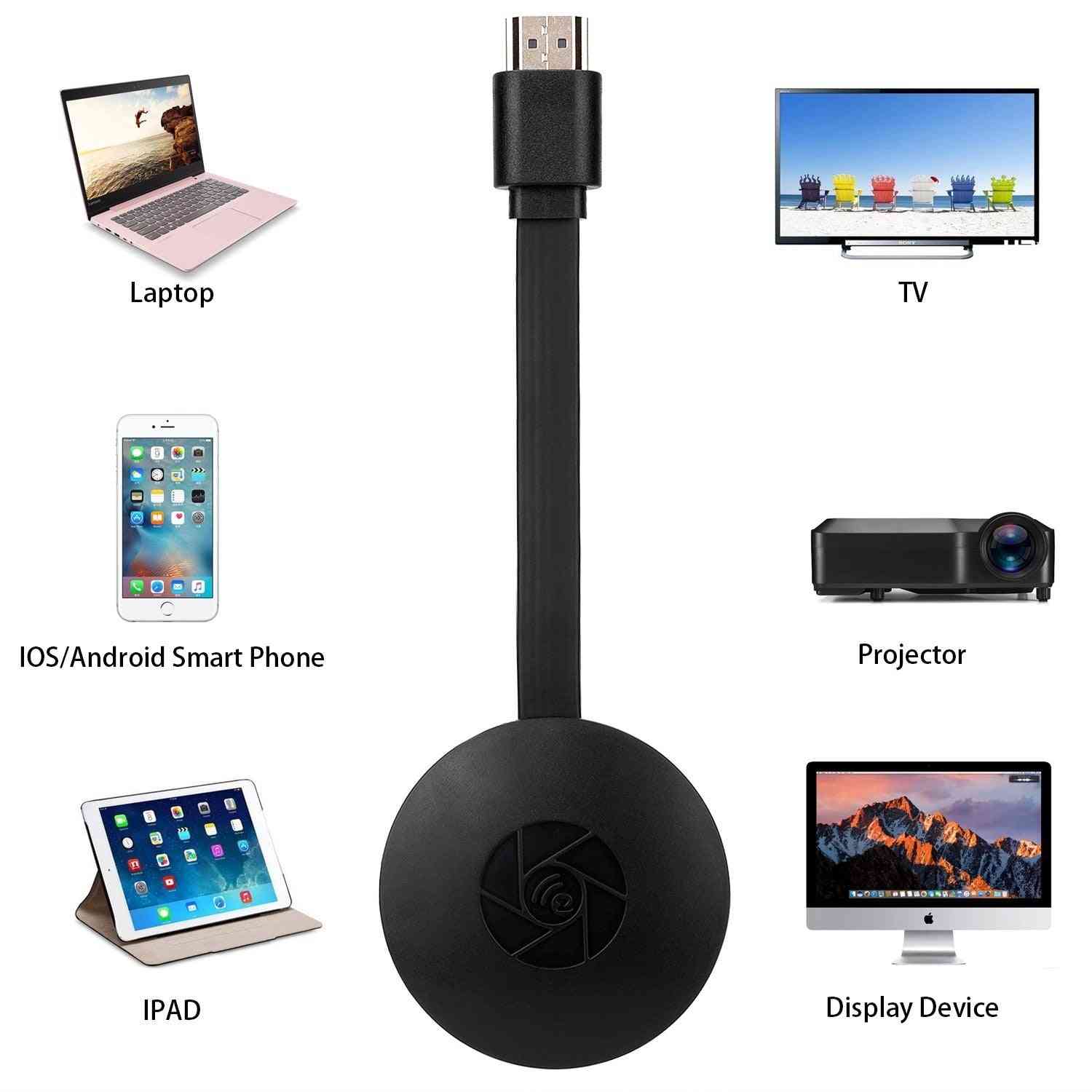 безжичен донгъл дисплей, wifi преносим дисплей приемник 1080p hdmi miracast донгъл за ios iphone ipad / mac / android смартфони (черен)