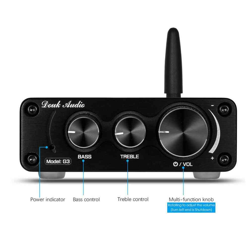 Douk Audio Mini Bluetooth 5.0 100w Power Amplifier, Hifi Class D Stereo Digital Amp For Speaker Treble Bass Control