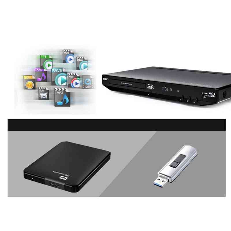USB externý prenosný DVD prehrávač Blue Ray, prehrávače HDD Media Player