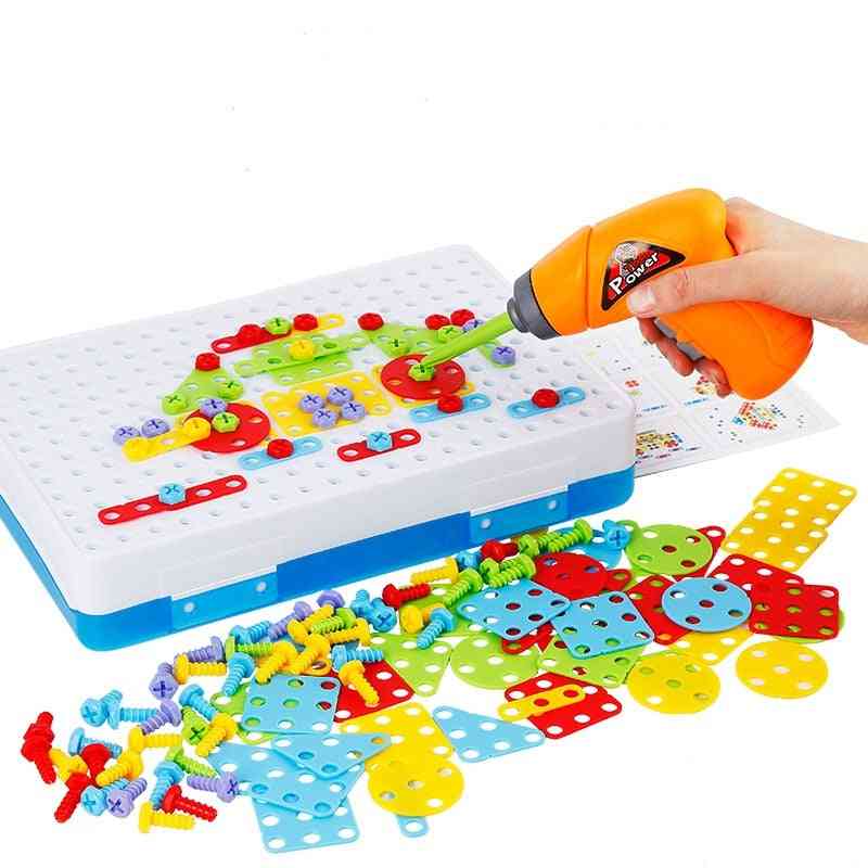 Kreativa mosaikpussel spela leksaker set- skruvmuttrar verktyg bygga 3d pussel för barn -