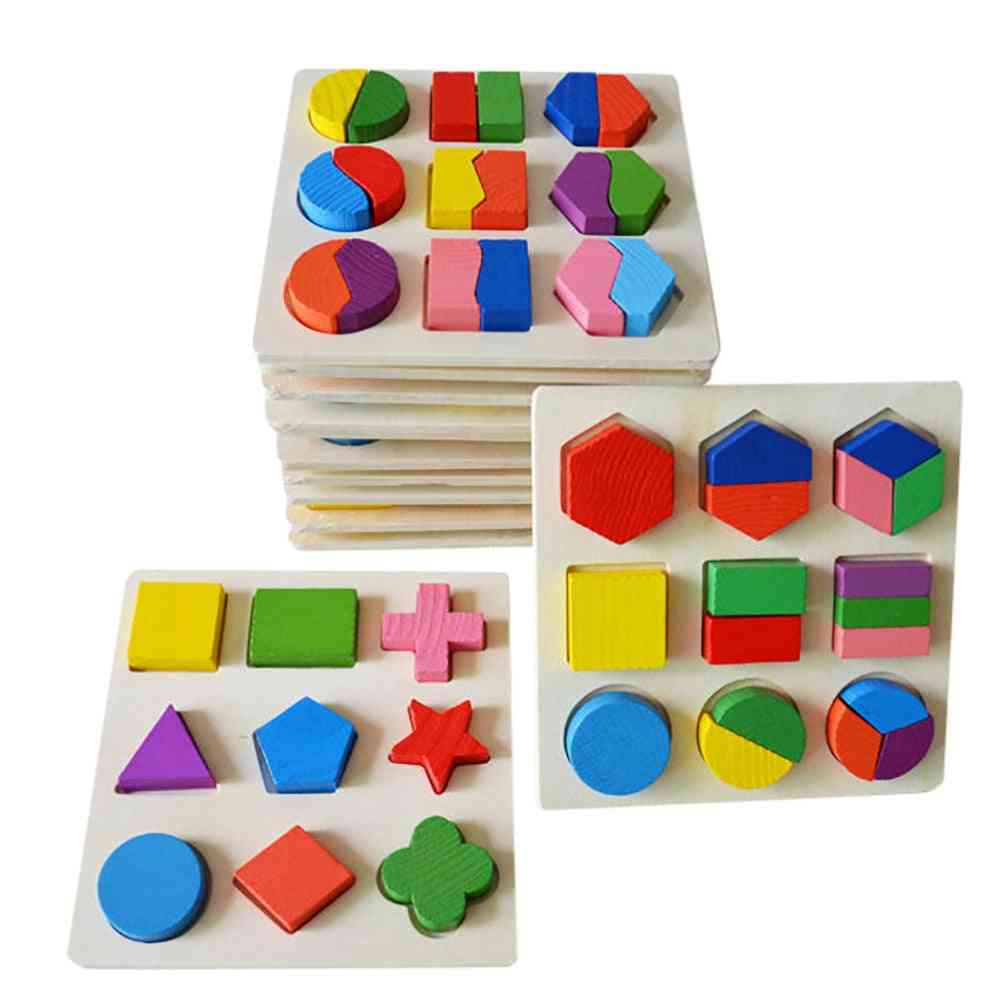 въображение деца бебе дървена геометрия сграда пъзел - учебна образователна играчка
