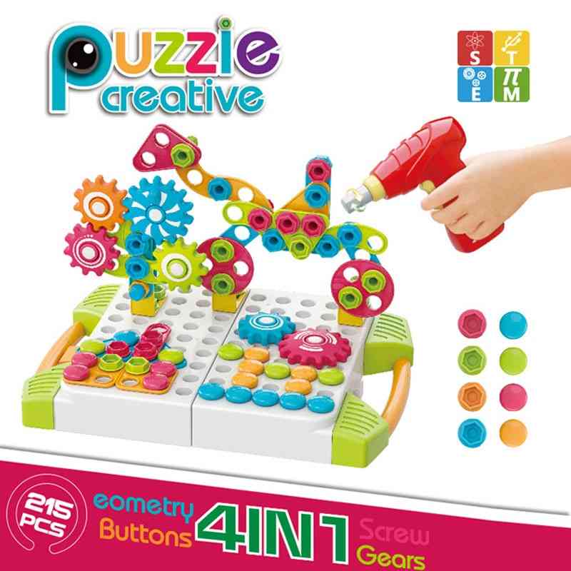 Wiertarka elektryczna śruba grupa nakrętka demontaż zabawki edukacyjne dla dzieci puzzle 3d klocki zestawy narzędzi - 119 szt. z pudełkiem