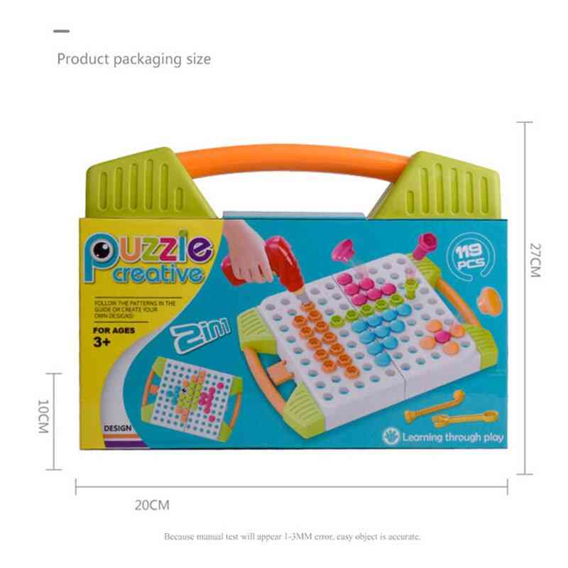 Wiertarka elektryczna śruba grupa nakrętka demontaż zabawki edukacyjne dla dzieci puzzle 3d klocki zestawy narzędzi - 119 szt. z pudełkiem