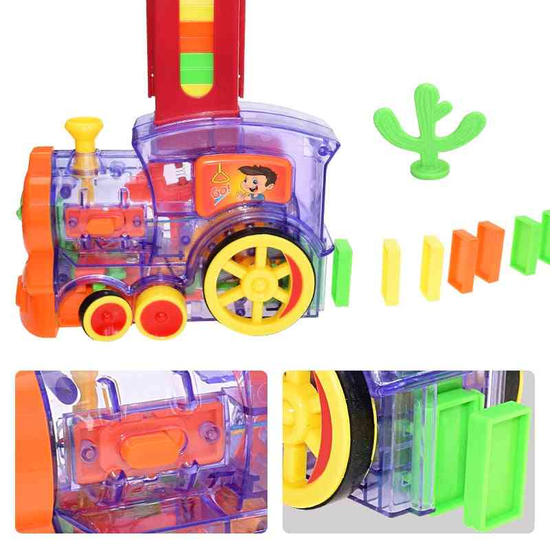 Kids Domino Train Car Set -automatic Laying Game