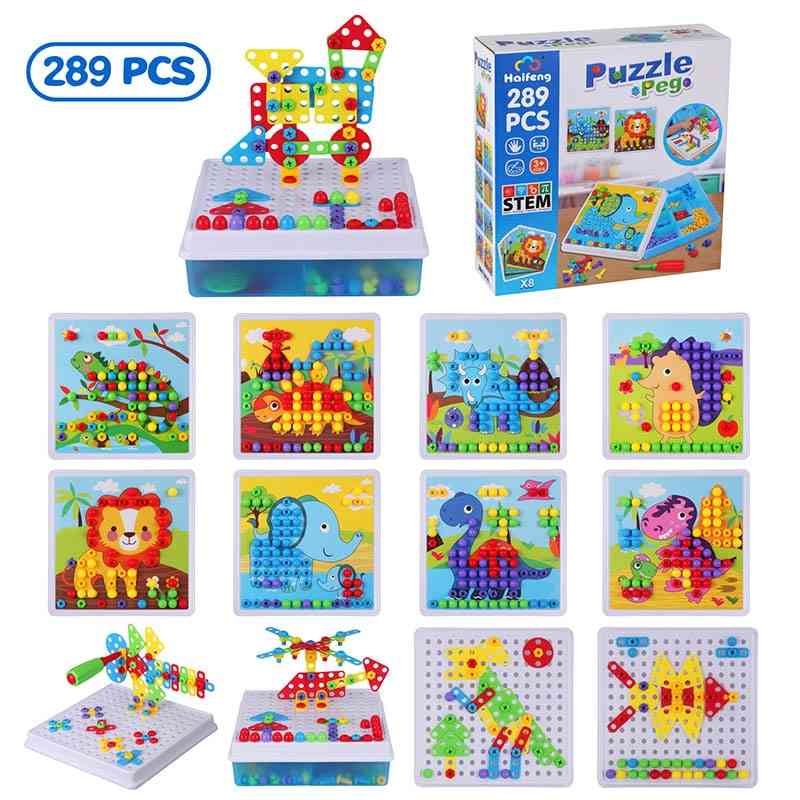 289 szt.Wiertarka Śruba Grupa Zestaw zabawek Nakrętka 3D Puzzle Bloki dla dzieci Zabawki edukacyjne -