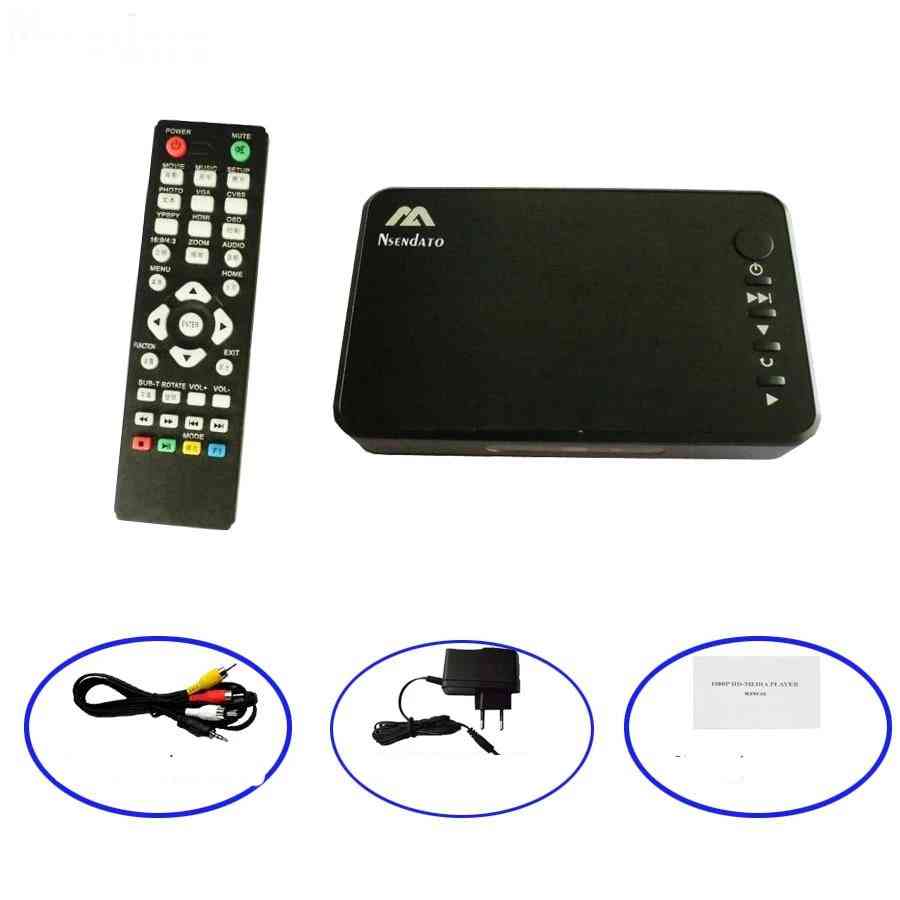 Full hd media multimedia player autoplay - 1080p usb extern hdd media player för sd disk, hdmi, vga, av, -