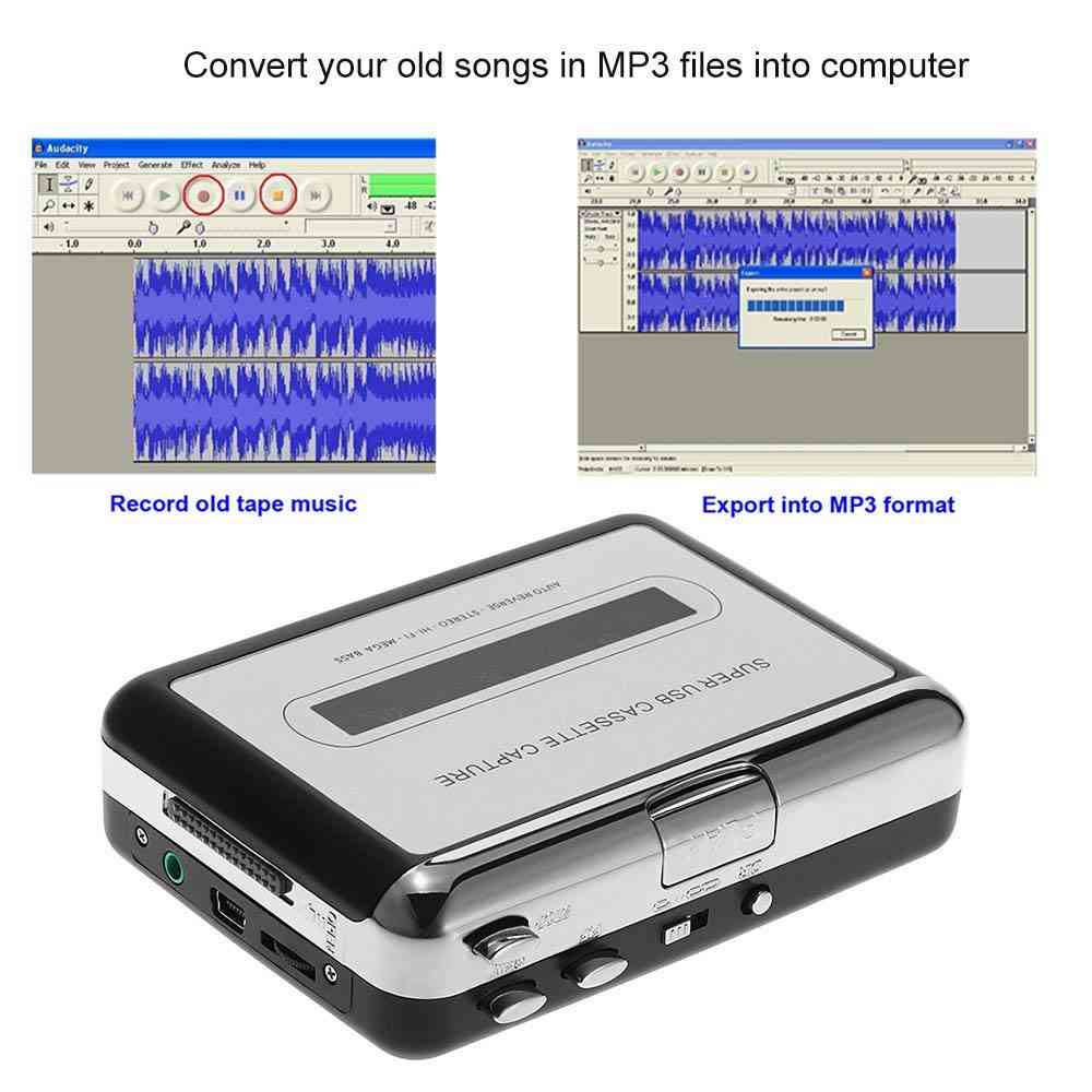 Kazeta, magnetofon, zachycuje kazetový magnetofon přes USB kompatibilní s notebooky a převodem z počítače
