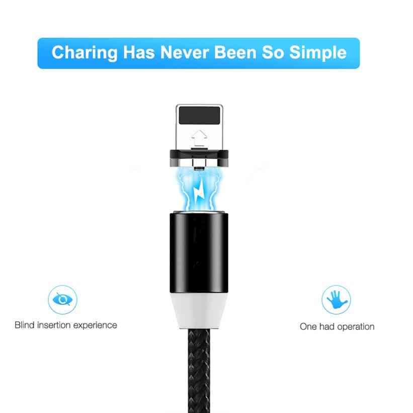 Magnetisches Micro-USB-Kabel für iPhone Samsung Android-Handy, schnelles Aufladen USB-Typ C-Kabel Magnet Ladekabel - schwarzer 8-poliger Stecker
