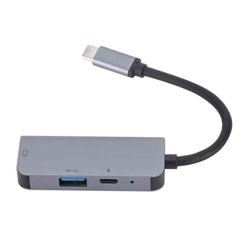8 in 1 alumiiniseoksesta USB-keskitin, tyyppi-c - HDMI
