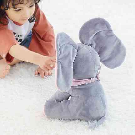 30cm peek a elephant stuffed pelush doll electric- gioca a nascondino per i giocattoli per bambini - cenere