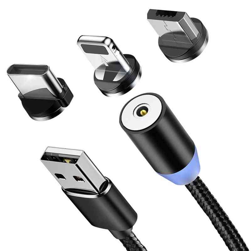 Magnetische kabel voor iphone samsung, snelladende micro-usb-kabel snoer magneetlader, usb type c mobiele telefoonkabels - kabel van 1 m