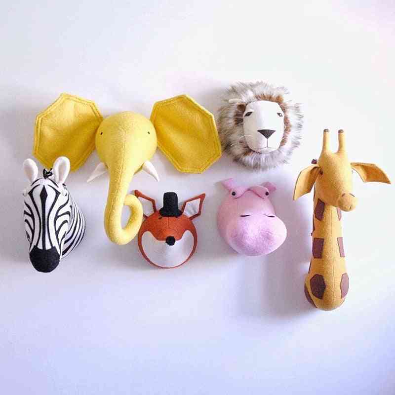 Zebra, elefant, giraff 3d djurhuvud väggmontering barn fyllda leksaker barn- tillbehör födelsedagspresenter - elefant