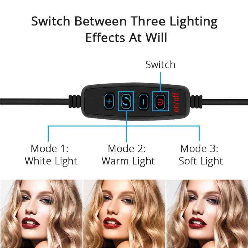 Dimmbare LED Selfie Ring Licht Lampe Fotografie füllen Licht mit Telefonhalter Ständer - Typ 2