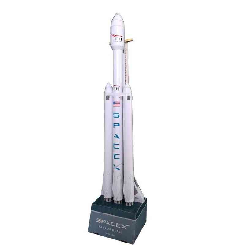 18cm Spacex Falcon Heavy Rocket - 3d Paper Card Model Building Sets Educational Toy