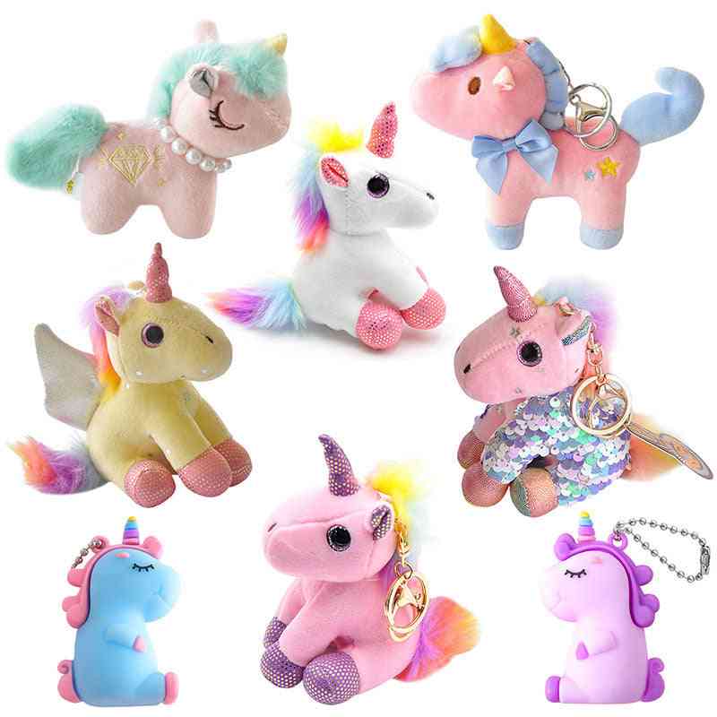 Cute Creative Fat Unicorn Animal Plush- Keychain Creative Color Sequins, Chubby, Angel Wings, Unicorn Plush Toy For Girl