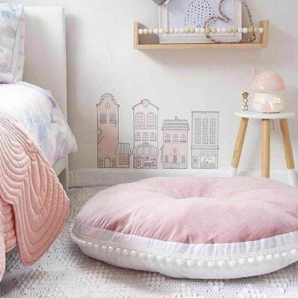 90cm Round Cushion Pad- Home Decor Seat Cushion Kids Pillow Stuffed Thick Cotton Play Pad Crwaling Mat Carpet Floor Rug Baby Room