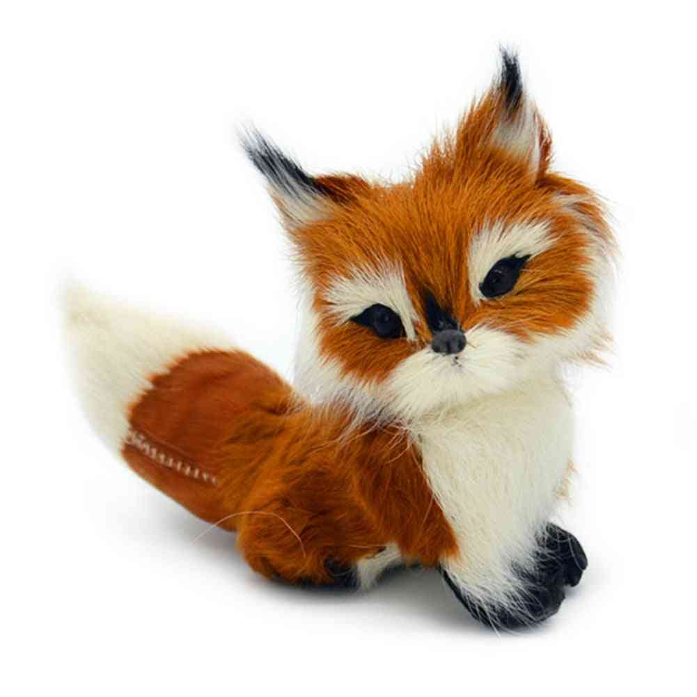 Home Stuffed Animal Simulation Fox Model- Mini Squatting Birthday Soft Lovely Wedding Decoration Plush Toy Small