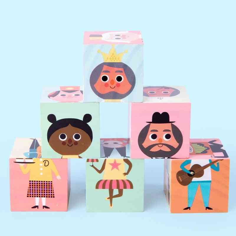 Montessori Ausdruck Puzzles Baustein Gesicht ändern Holz für Kinder Bildung Spielzeug - 01