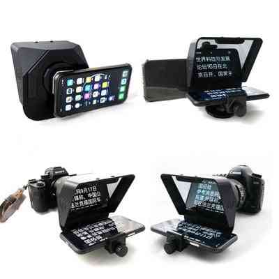 Draagbare snellere smartphone teleprompter voor telefoon en camera voor nieuws live interview spraak (zwart) -