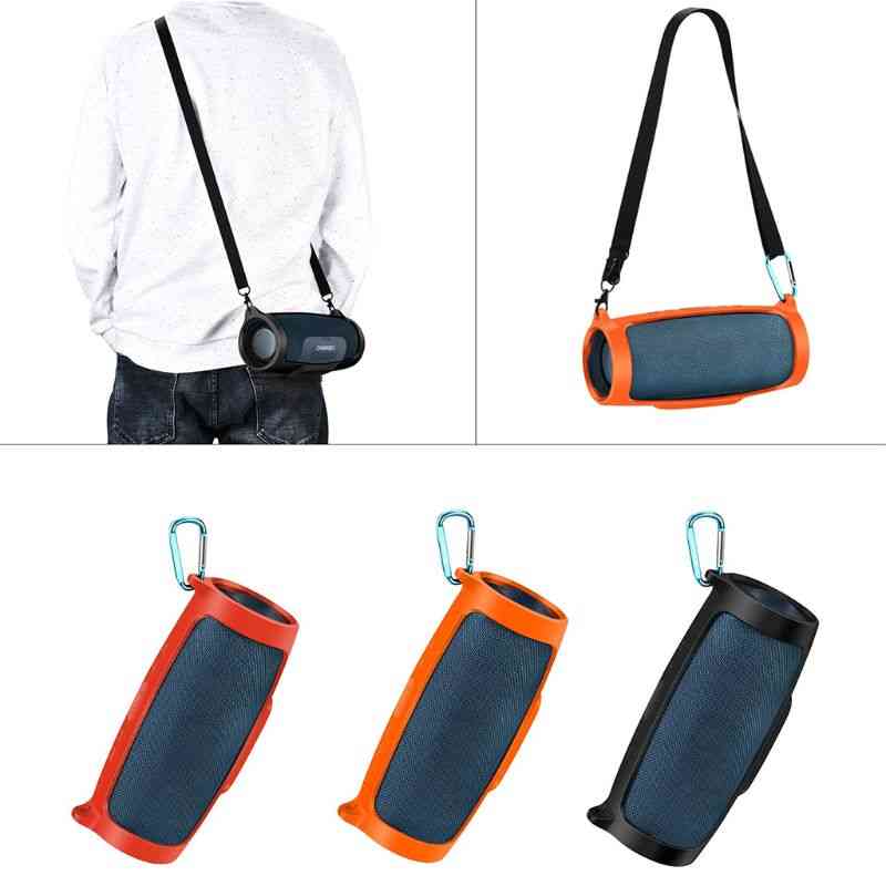 Silicone Case Cover Skin With Strap Carabiner For Jbl Charge 4 Portable Wireless Bluetooth Speaker